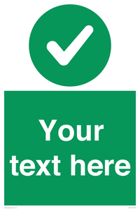 Custom green background, green circle with tick